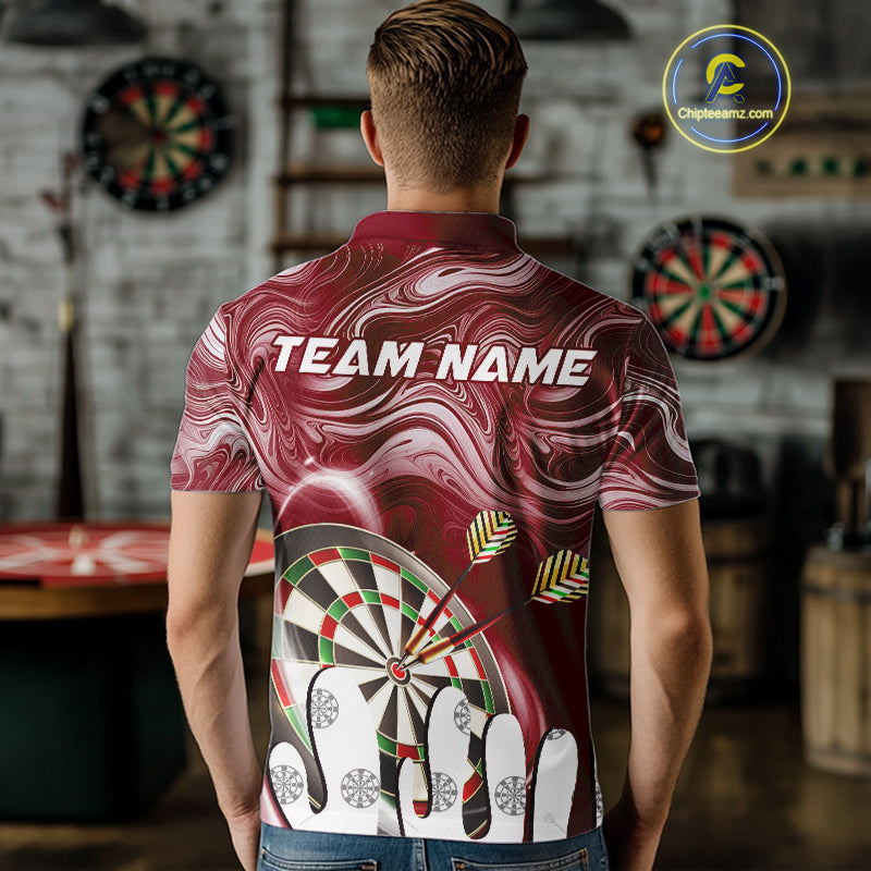Personalized Marble Swirl Dart Shirt For Men Custom Funny Darts Jersey Team Polo & 1/4 Zip|Purple TDM4162