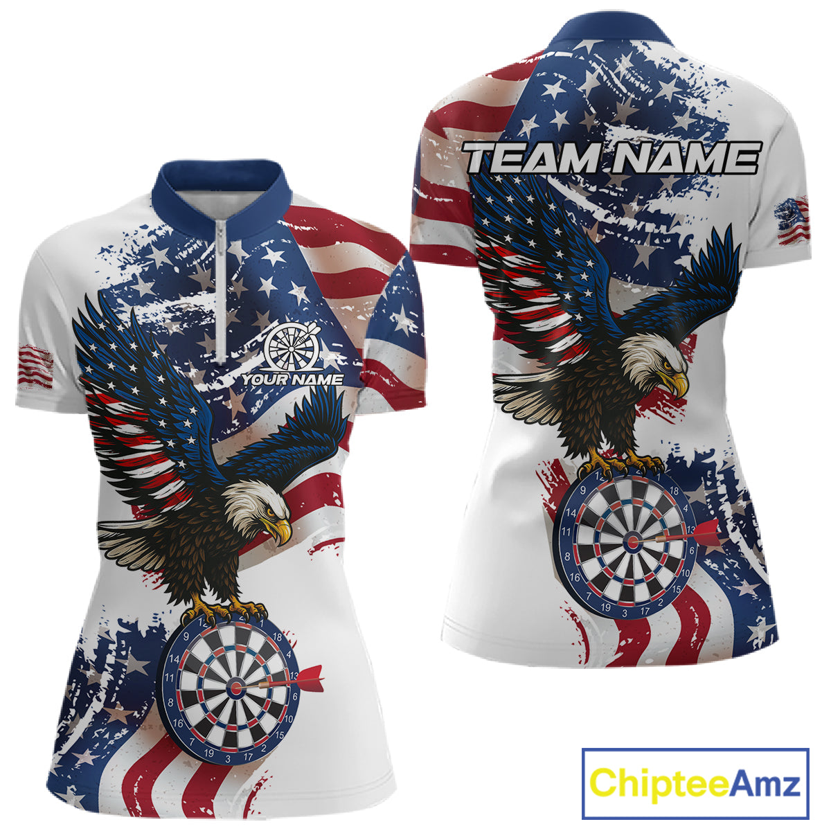 Personalized Grunge American Flag Eagle Darts Shirt For Women Custom Patriotic Darts Team Jersey TDM4756