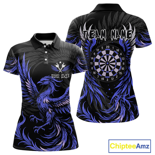 Personalized Phoenix Dartboard Wings Women's Dart Shirts Custom Blue And Black Darts Team Jerseys TDM4584