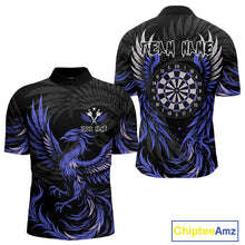 Load image into Gallery viewer, Personalized Phoenix Dartboard Wings Men's Dart Shirts Custom Blue And Black Darts Team Jerseys TDM4584