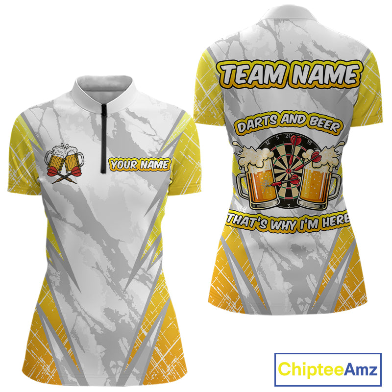 Darts And Beer That's Why I'm Here Custom Grunge Dart Shirt For Women, Drinking Darts Jerseys |White TDM4233