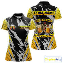 Load image into Gallery viewer, Darts And Beer That's Why I'm Here Custom Grunge Dart Shirt For Women, Drinking Darts Jerseys |Black TDM4234