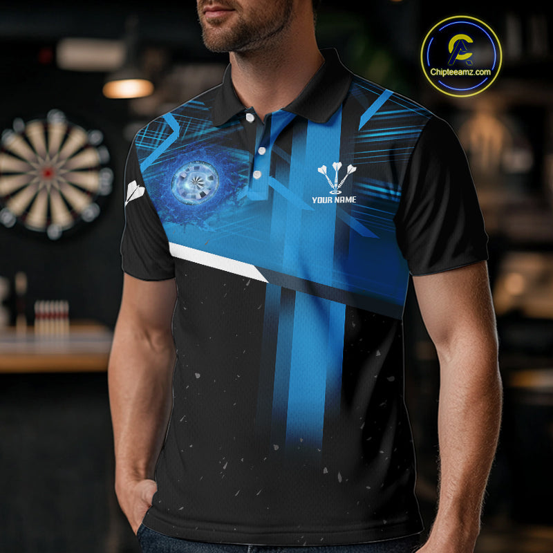 Azure Lightning Dartboard Darts Shirt For Men - Custom Team & Player Name NYN0352