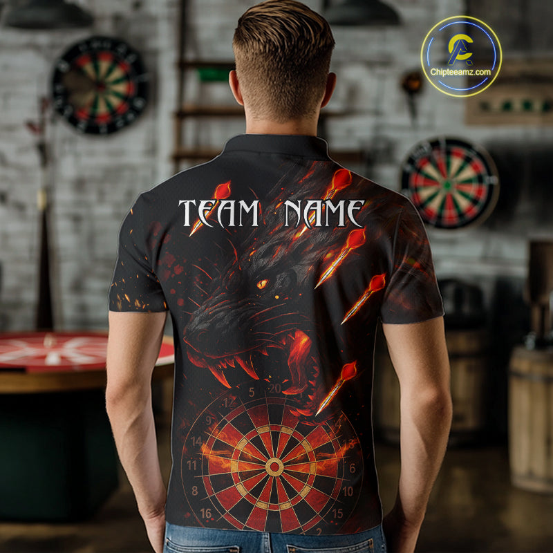 Black And Orange Panther Fire Dart Shirt For Men Custom 3D Dart League Team Jersey Polo & 1/4 Zip TDM4269