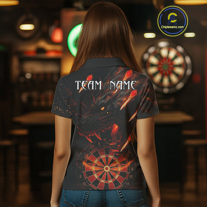 Black And Orange Panther Fire Dart Shirt For Women Custom 3D Dart League Team Jersey Polo & 1/4 Zip TDM4269