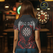 Load image into Gallery viewer, Personalized Phoenix Dartboard Wings Women's Dart Shirts Custom Red And Black Darts Team Jerseys TDM4118