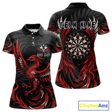 Load image into Gallery viewer, Personalized Phoenix Dartboard Wings Women's Dart Shirts Custom Red And Black Darts Team Jerseys TDM4118