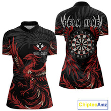 Load image into Gallery viewer, Personalized Phoenix Dartboard Wings Women's Dart Shirts Custom Red And Black Darts Team Jerseys TDM4118