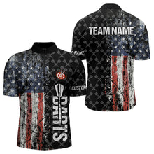 Load image into Gallery viewer, Grunge Vintage American Flag Custom Retro Dart Shirts For Men, Pride Team Patriotic Dart Jerseys TDM3693
