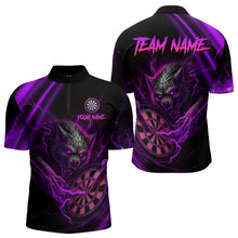 Load image into Gallery viewer, Personalized Purple Thunder Lightning Wolf Darts Shirt For Men, Darts Team Jersey Polo &amp; 1/4 Zip TDM4384