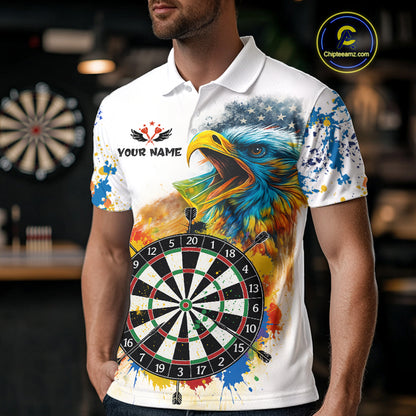 Funny Dartboard Colorful Paint Eagle Darts Shirt For Men Custom Darts Team Jersey Polo & 1/4 Zip TDM4293
