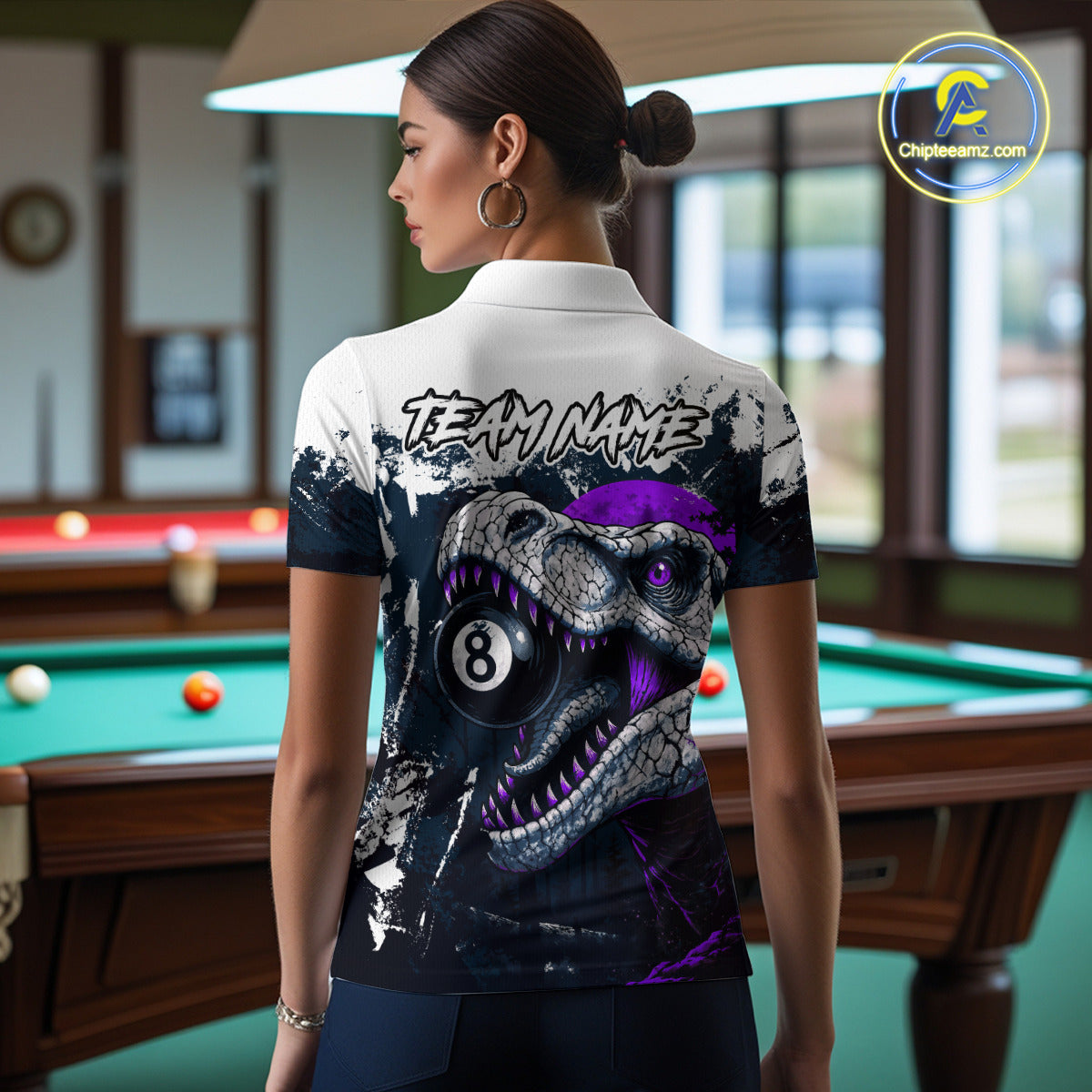 Personalized Sauropod 8 Ball Billiard Shirt For Women Custom Billiard Team Shirt, Pool Jersey|Purple TDM4768