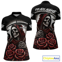 Load image into Gallery viewer, Grim Reaper 8 Ball Pool Roses Billiard Shirt For Women Custom Funny Pool Team Shirt Design |Red TDM4235
