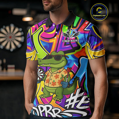Funny Alligator Colorful Graffiti Style Custom Darts Shirt For Men Best Darts Jersey Team Outfit TDM4781