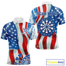 Load image into Gallery viewer, American Flag Dartboard Paint Patriotic Darts Shirt For Men Custom Darts Jerseys Polo &amp; 1/4 Zip TDM4607