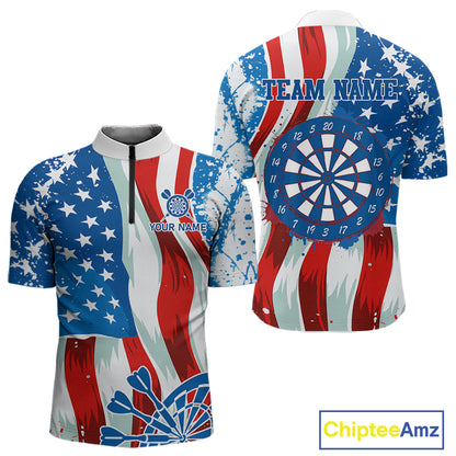 American Flag Dartboard Paint Patriotic Darts Shirt For Men Custom Darts Jerseys Polo & 1/4 Zip TDM4607