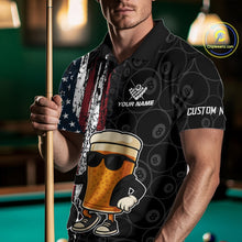 Load image into Gallery viewer, Vintage American Flag Funny Beer Billiard Shirt For Men Custom Patriotic 8 Ball Pool Team Jersey TDM5426