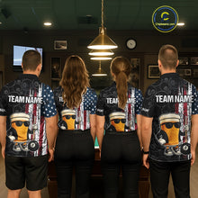 Load image into Gallery viewer, Vintage American Flag Funny Beer Billiard Shirt For Men Custom Patriotic 8 Ball Pool Team Jersey TDM5426