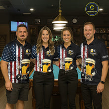 Load image into Gallery viewer, Funny Beer 8 Ball &amp; 9 Ball American Flag Billiard Shirt For Women Custom Patriotic Pool Team Jersey TDM5427