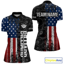 Load image into Gallery viewer, Grunge American Flag 8 Ball Pool Billiard Shirt For Women Custom Patriotic Billiard Team Jersey TDM5428