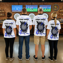Load image into Gallery viewer, White Grunge Wolf Dart Shirt &amp; Pocket Option Custom Women&#39;s Dart Jersey |Blue TDM5441