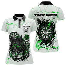 Load image into Gallery viewer, White Grunge Wolf Dart Shirt &amp; Pocket Option Custom Women&#39; Dart Jersey|Green TDM5442