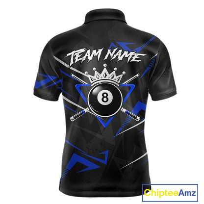 Black And Blue 8 Ball Crown Billiard Shirt For Men Custom Pool Team Jersey Polo & 1/4 Zip TDM5922