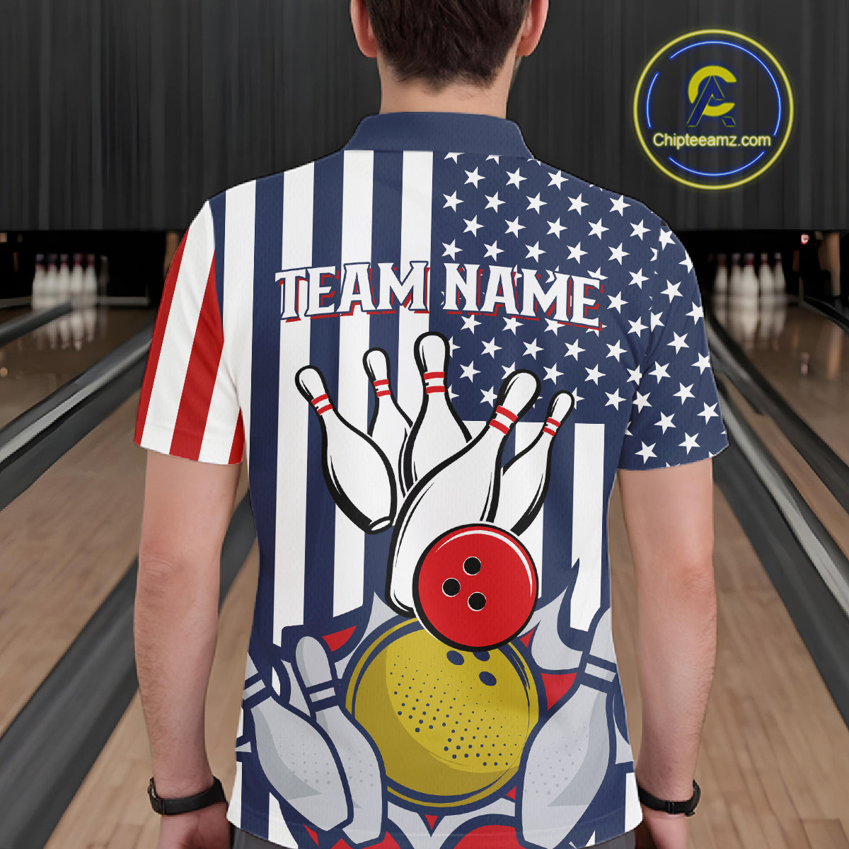 Custom Bowling Balls American Flag Bowling Shirt For Men, Patriotic Bowling Jersey Polo & 1/4 Zip TDM6517