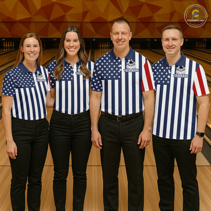 Custom Bowling Balls American Flag Bowling Shirt For Women, Patriotic Bowling Jersey Polo & 1/4 Zip TDM6517