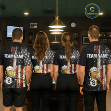 Load image into Gallery viewer, Vintage US Flag Funny Beer 8 Ball Billiard Shirt For Men Custom Pool Team Jersey Polo &amp; 1/4 Zip TDM5948
