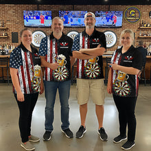 Load image into Gallery viewer, Funny Beer American Flag Darts Shirt For Men Custom Patriotic Darts Jersey Team Polo &amp; 1/4 Zip TDM5949