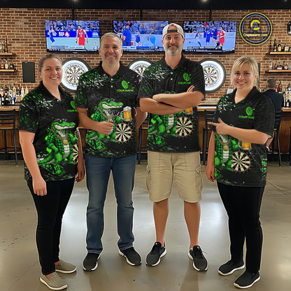 Green Grunge Funny Alligator Darts Shirt For Women Custom Darts Jersey Polo & 1/4 Zip, Darts Gifts TDM6373