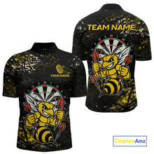 Load image into Gallery viewer, Yellow Grunge Funny Bee Darts Shirt For Men Custom Darts Jersey Team Polo &amp; 1/4 Zip, Darts Gifts TDM6374