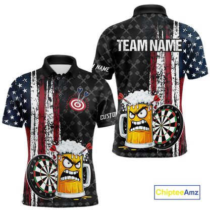 Funny Angry Beer Grunge American Flag Darts Shirt For Men Custom Patriotic Darts Team Jersey TDM5564