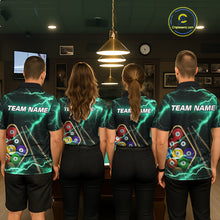 Load image into Gallery viewer, Turquoise 9 Ball Thunder Lightning Billiard Shirts For Men Custom Pool Team Jersey Polo &amp; 1/4 Zip TDM5981