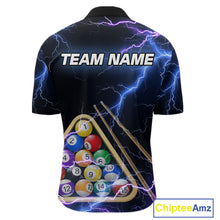 Load image into Gallery viewer, Blue Purple 8 Ball Thunder Lightning Billiard Shirt For Men Custom Pool Team Jersey Polo, 1/4 Zip TDM5982