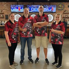 Load image into Gallery viewer, Red Flaming Wolf Darts Shirt For Men Custom Darts League Jersey Team Polo &amp; Quarter Zip TDM5359