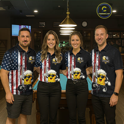 American Flag 8 Ball & 9 Ball Pool Funny Beer Billiard Shirt For Men Custom Billiard Team Jersey TDM5637