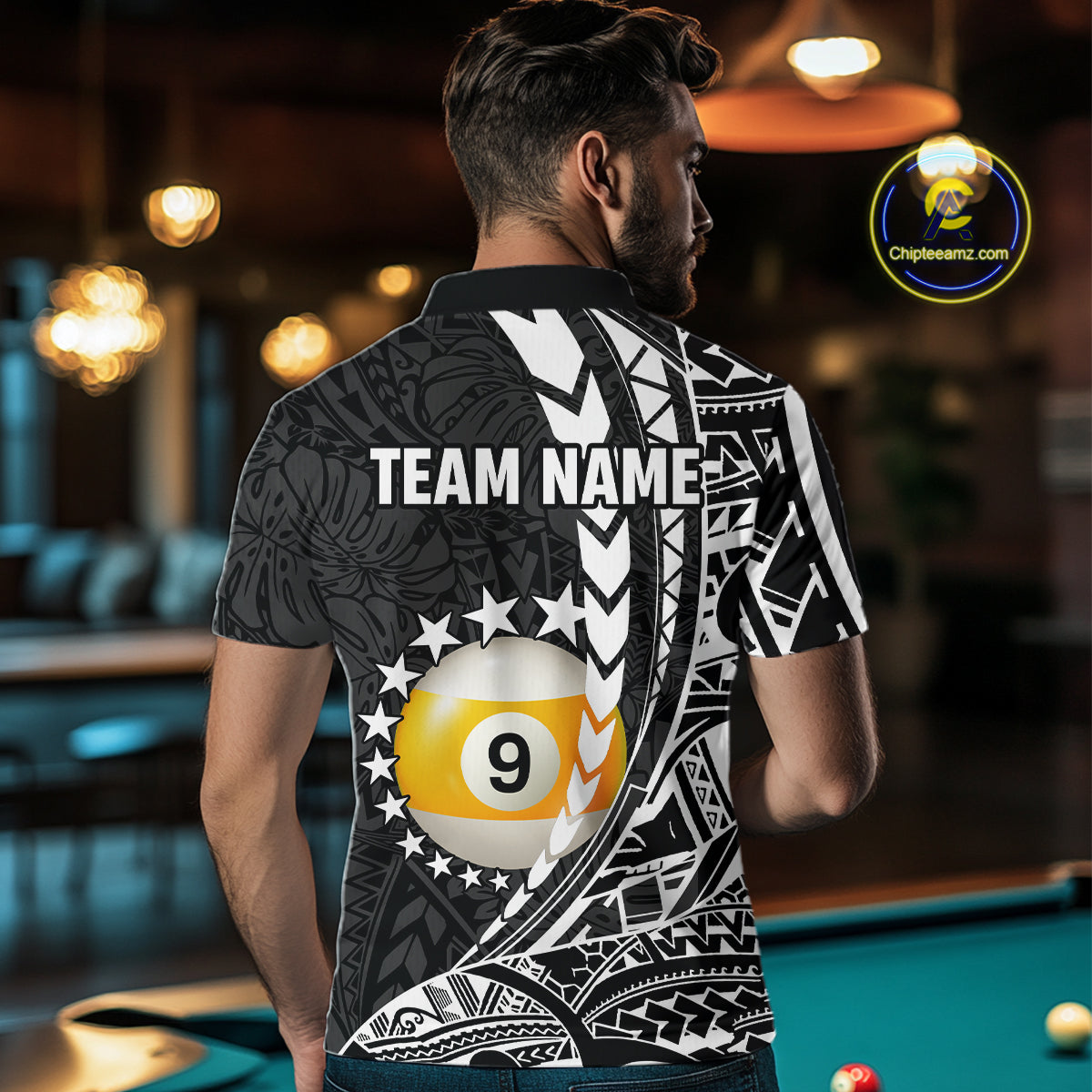 Custom White Black 8 Ball & 9 Ball Tribal Billiard Shirt For Men, Funny Pool Team Jersey  TDM5847