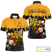 Load image into Gallery viewer, Custom Yellow Black Funny Bee 9 Ball Billiard Shirt For Men, Pool Team Jersey Polo &amp; 1/4 Zip TDM6005