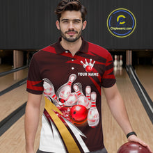Load image into Gallery viewer, Personalized Red Strike Ball Bowling Shirt For Men Custom Team Bowling Jersey Polo &amp; 1/4 Zip TDM6244