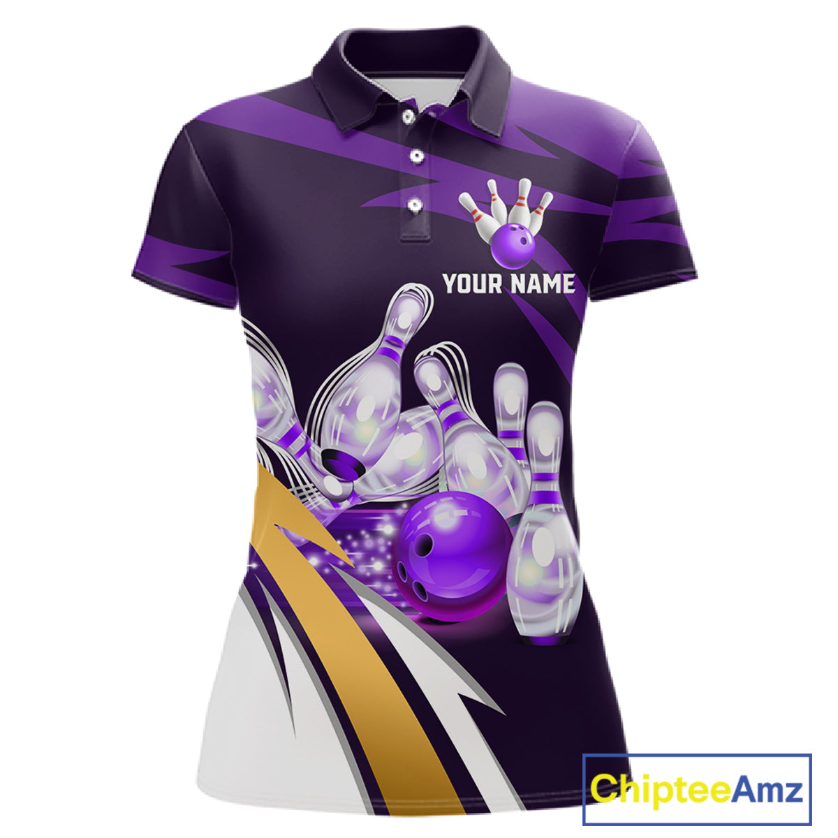Personalized Purple Strike Ball Bowling Shirt For Women Custom Team Bowling Jersey Polo & 1/4 Zip TDM6245