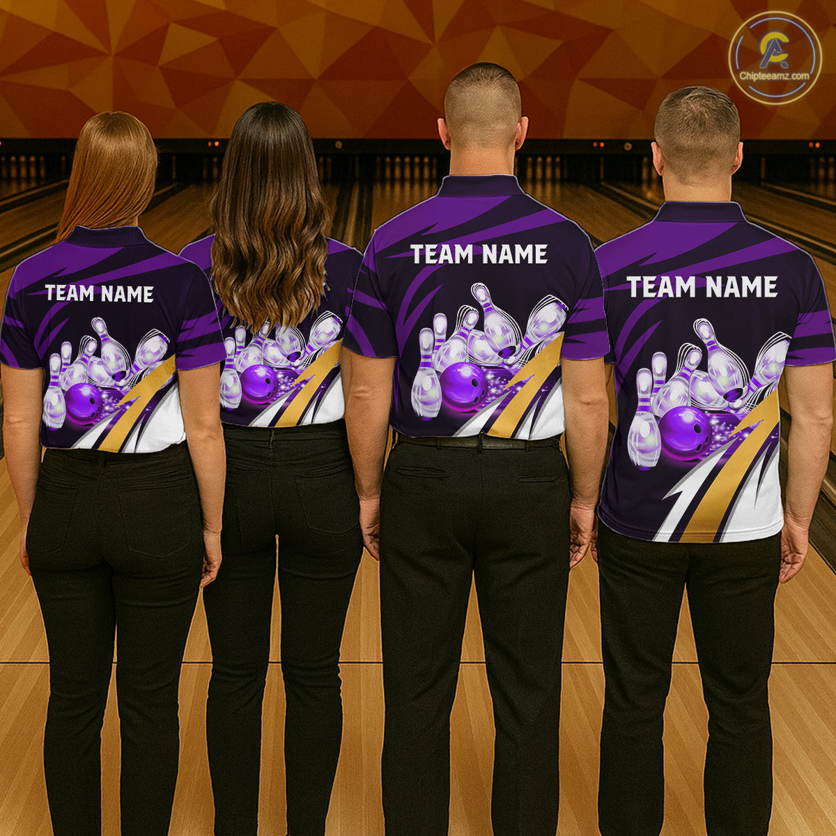 Personalized Purple Strike Ball Bowling Shirt For Men Custom Team Bowling Jersey Polo & 1/4 Zip TDM6245