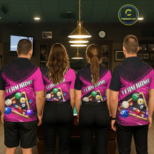 Load image into Gallery viewer, Pink And Black Billiard Jersey For Women Custom Pool Balls Billiard Team Shirt Polo &amp; 1/4 Zip TDM6329