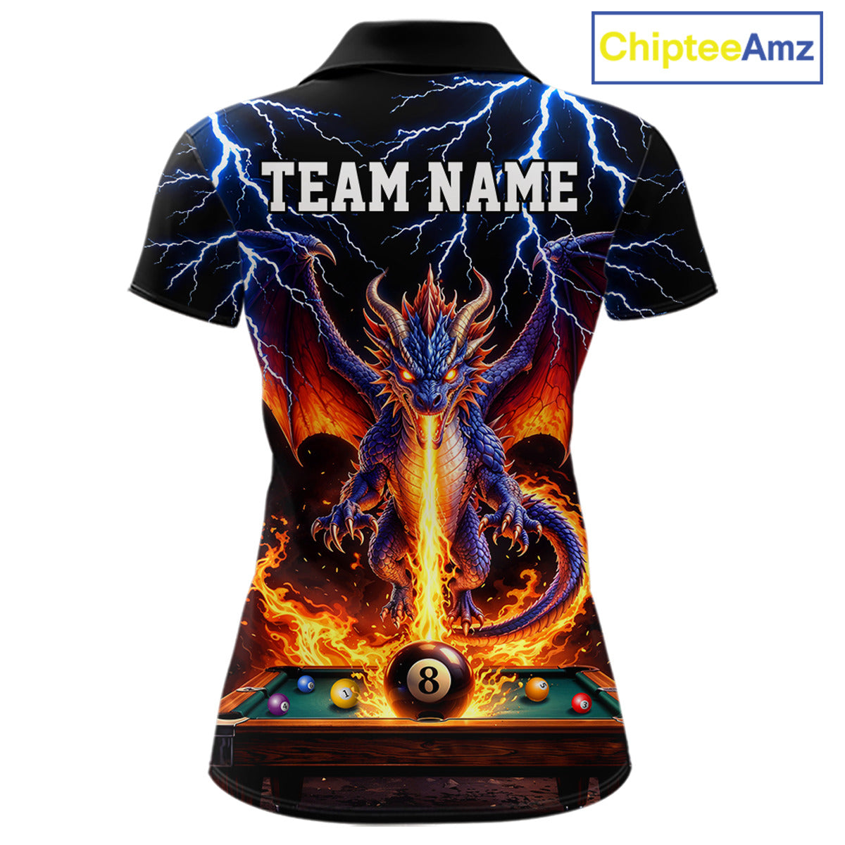 Personalized Dragon 8 Ball Fire Billiard Shirt For Women Custom Pool Team Jersey Polo & 1/4 Zip TDM6334