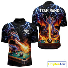 Load image into Gallery viewer, Personalized Dragon 8 Ball Fire Billiard Shirt For Men Custom Pool Team Jersey Polo &amp; 1/4 Zip TDM6334