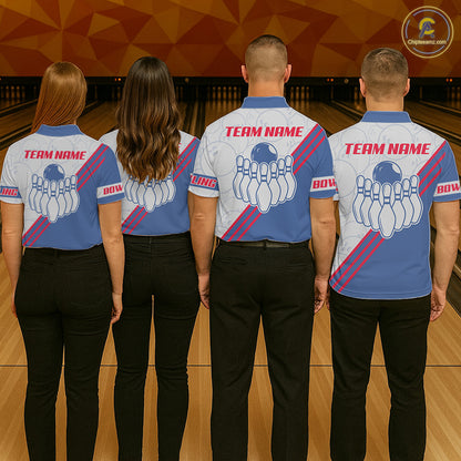 Personalized Bowling Jersey Polo & Quarter Zip For Men Custom Bowling Tournament Team Shirt TDM6349