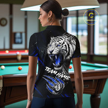 Load image into Gallery viewer, Personalized Tiger 8 Ball Pool Billiard Shirt For Women, Billiard Team Jersey Polo &amp; 1/4 Zip |Blue TDM5496