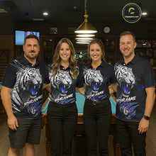Load image into Gallery viewer, Personalized Tiger 8 Ball Pool Billiard Shirt For Women, Billiard Team Jersey Polo &amp; 1/4 Zip |Blue TDM5496
