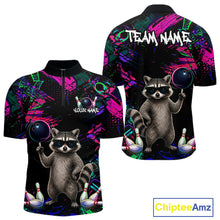 Load image into Gallery viewer, Personalized Funny Raccoon Graffiti Bowling Jersey For Men, Bowling Team Shirts Polo &amp; 1/4 Zip TDM6557